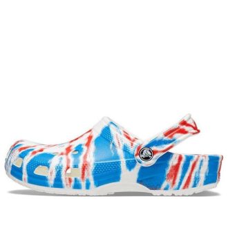 Crocs Classic Pattern Wear-Resistant Non-Slip Sports Unisex White Blue Red Sandals “White Blue Red” 205453-928