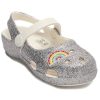 Crocs (PS) Outdoor Flat Heel Shiny Sports Silver Sandals 206370-93R