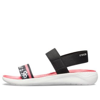 Crocs (WMNS) LiteRide Pattern Outdoor Open Toe Black Red Sandals “Black Red” 205868-066
